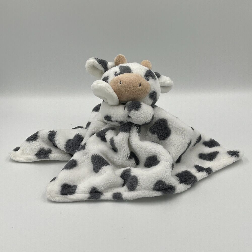 Carters COW Plush Baby Security Blanket Gray White Spotted Lovey 2021 13"x13"